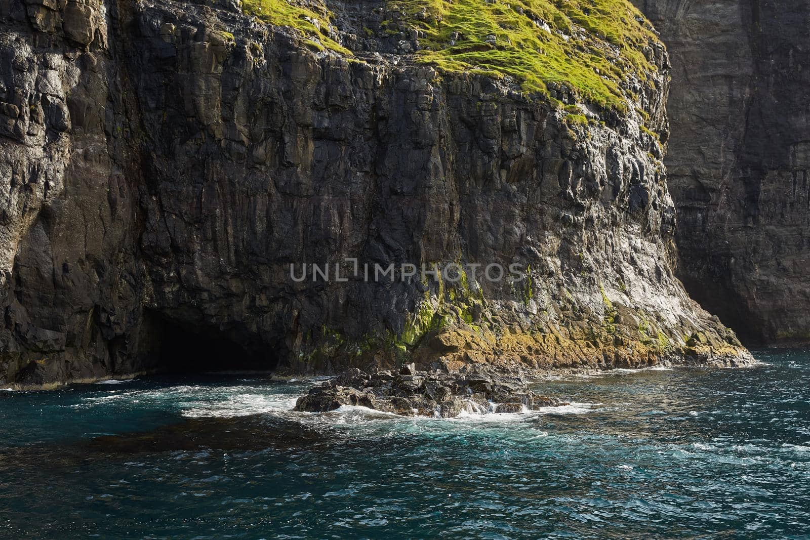 Wild and rocky coast of Faroe Islands, Denmark.