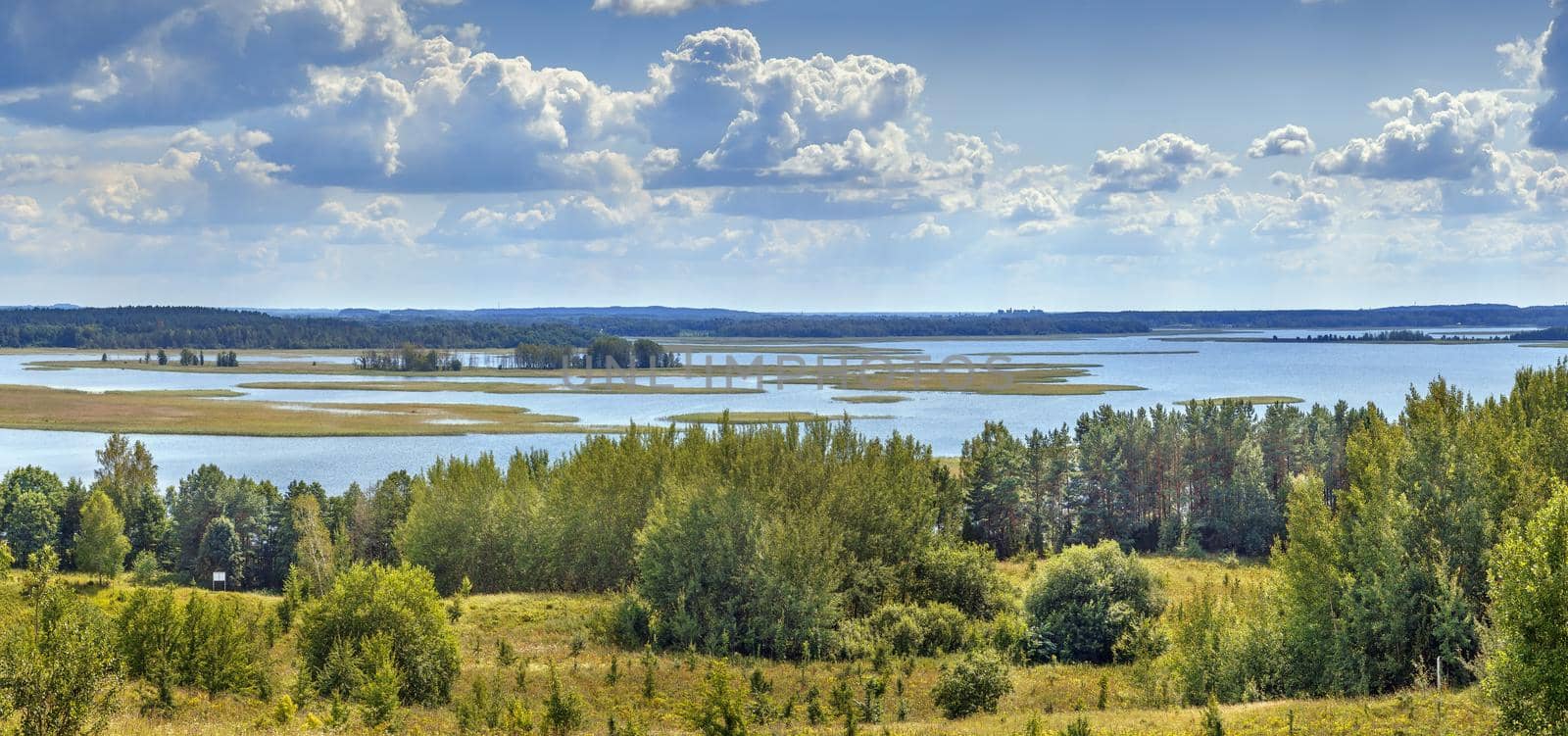 Landscape with lake Strusta in Braslaw district, Belarus