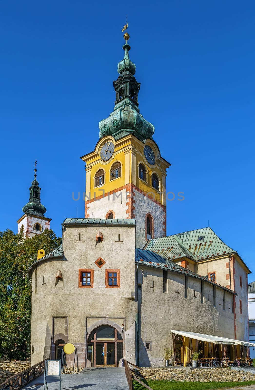 Banska Bystrica Town Castle with clock tower and barbican, Slovakia