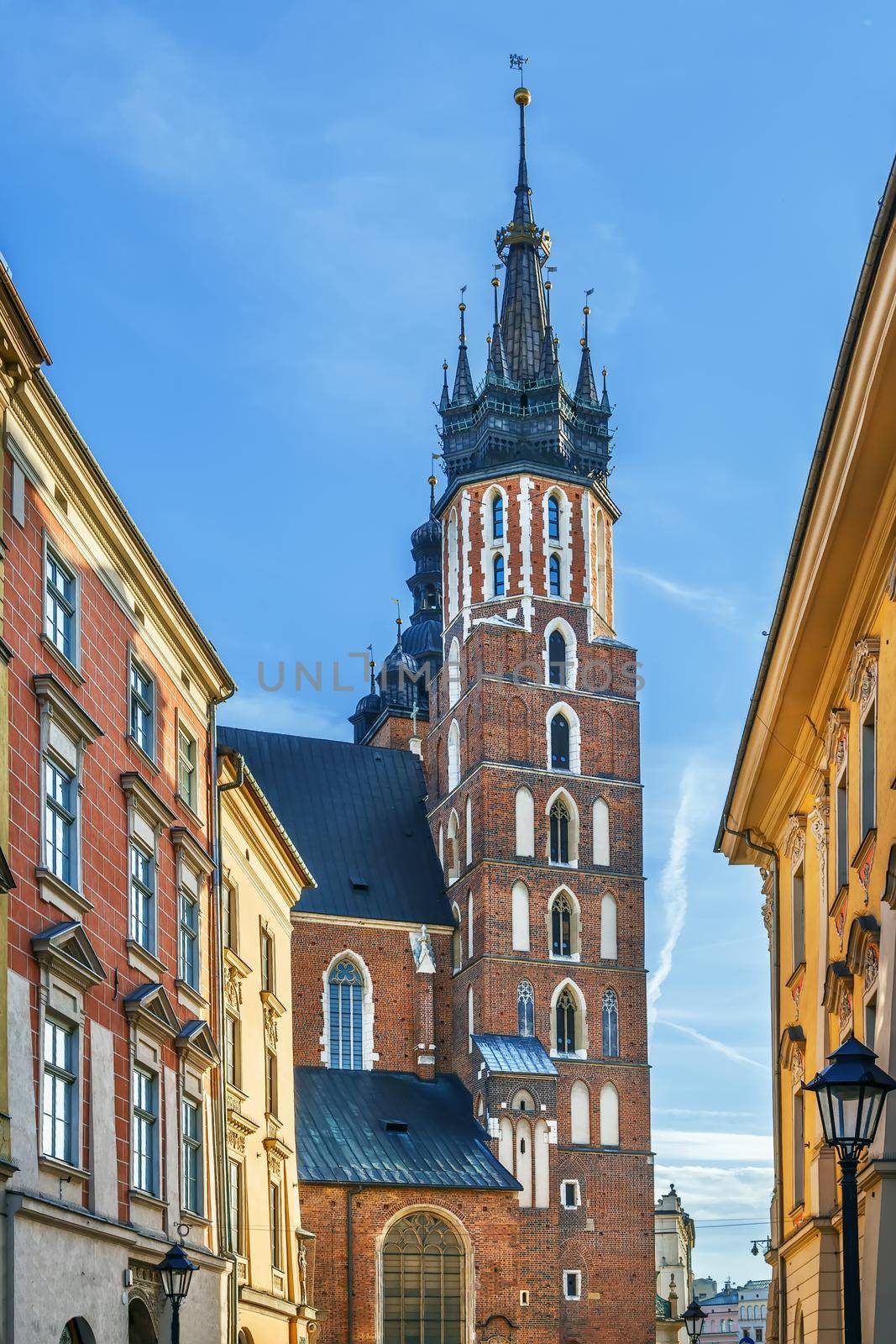 Saint Mary's Basilica is a Brick Gothic church adjacent to the Main Market Square in Krakow, Poland