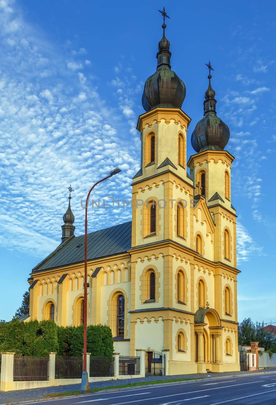 Church of Saints Peter and Paul in Bardejov is a Greek-Catholic eclectic building with neo-Romanesque elements on the facade, Slovakia