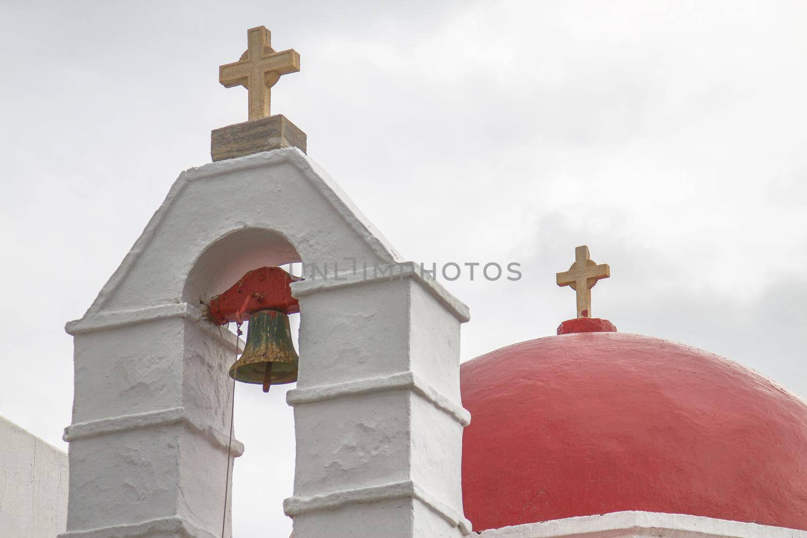 Church with Red Dome in Mykonos Greece