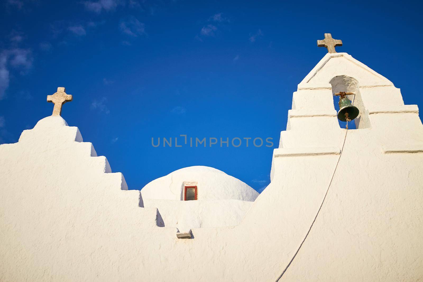 Old Paraportiani 14 century church - the most famous and popular place on the island Mykonos in Greece