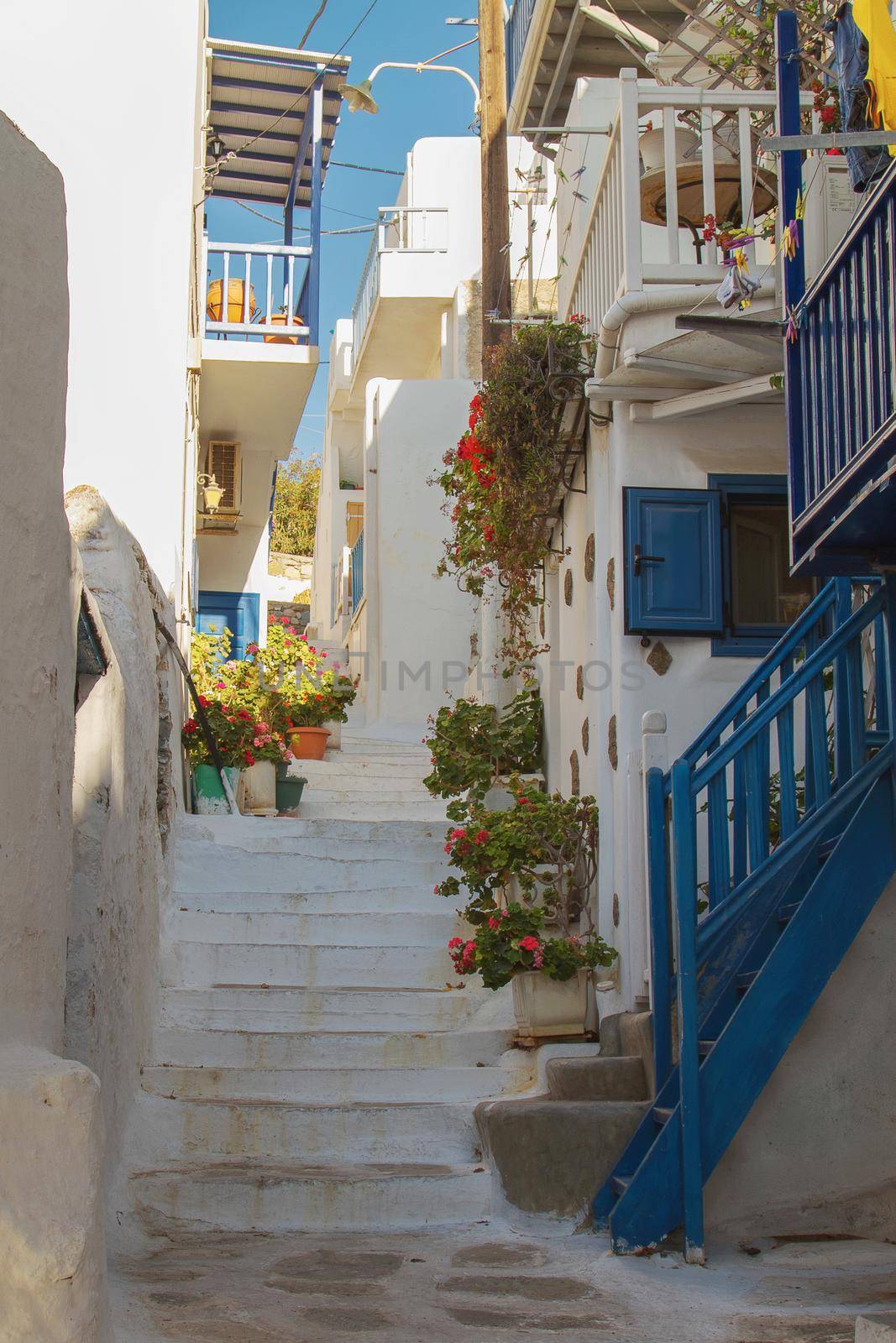 Typical Colors and Street in Mykonos Greece
