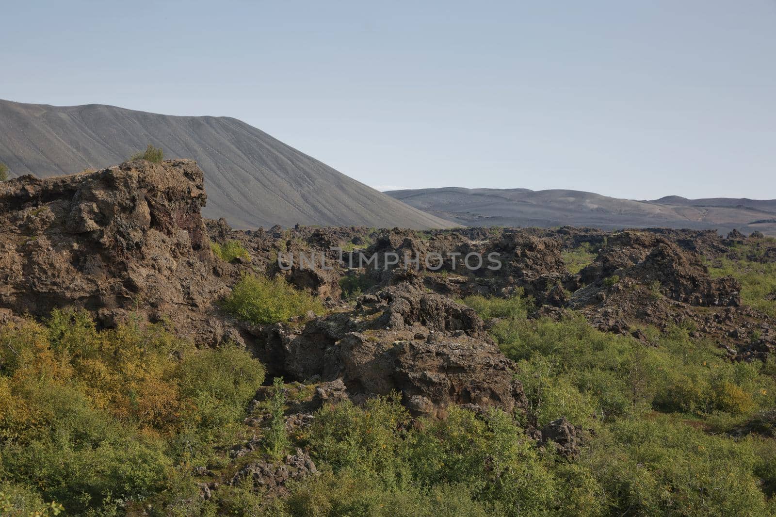 Dimmuborgir - a rock town near the Lake Myvatn in northern Iceland with volcanic caves, lava fields and rock formations.