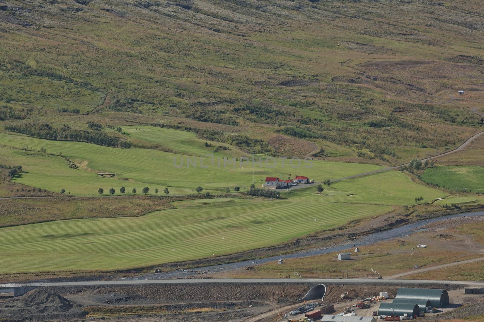 Small town of Eskifjodur located in east Iceland is surrounded by beautiful landscapes.