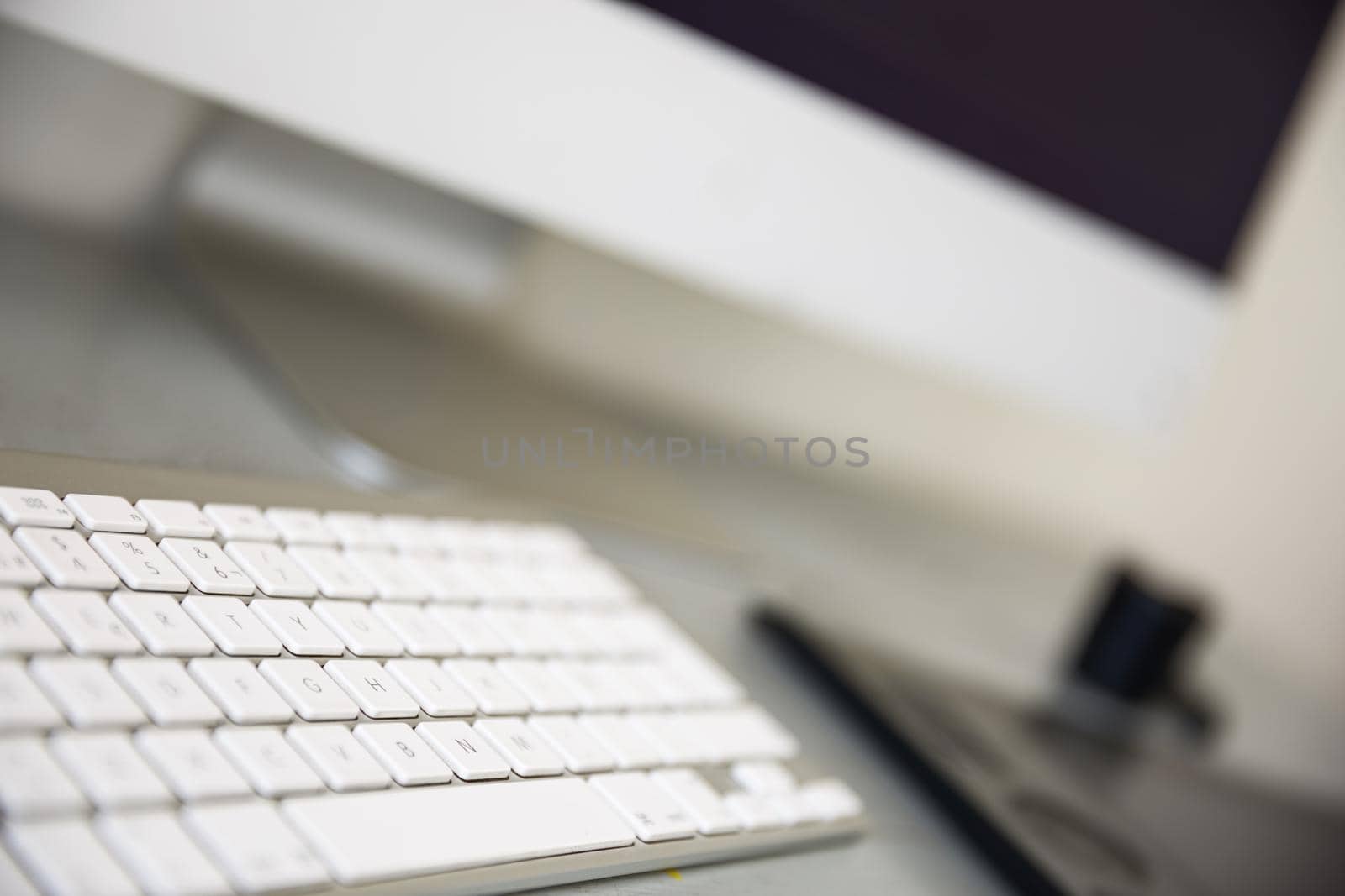 Close Up of Computer, Keyboard and Graphic Tablet with Shallow Depth Of Field by wondry