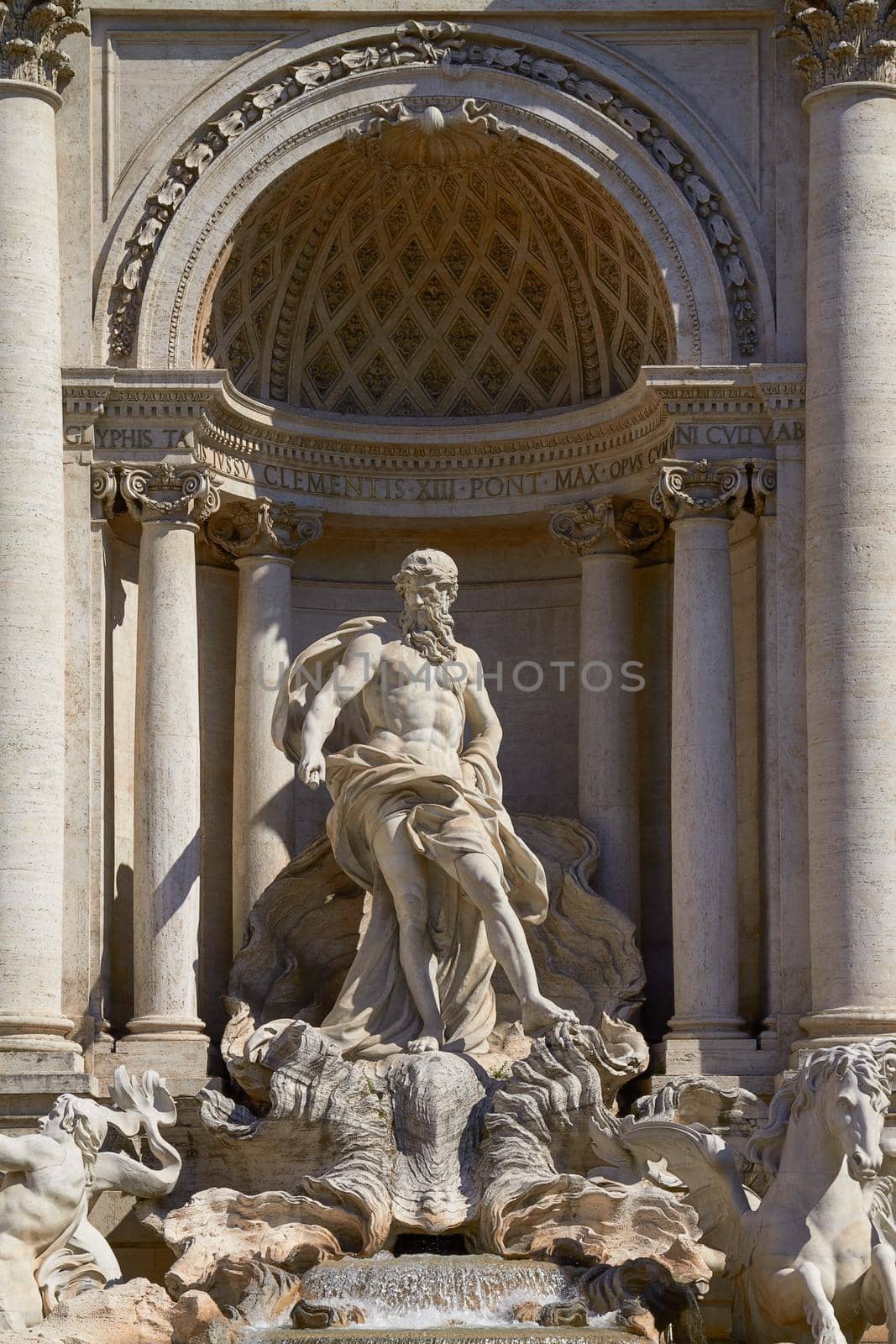 The Neptune Statue of the Trevi Fountain in Rome Italy