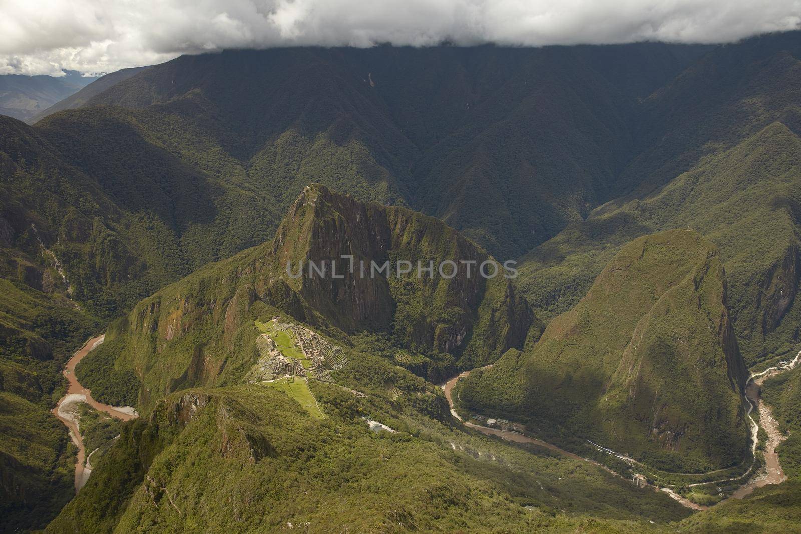 Lost Incan City of Machu Picchu and Wayna Picchu near Cusco in Peru. Peruvian Historical Sanctuary in 1981 and a UNESCO World Heritage Site in 1983. One of the New Seven Wonders of the World