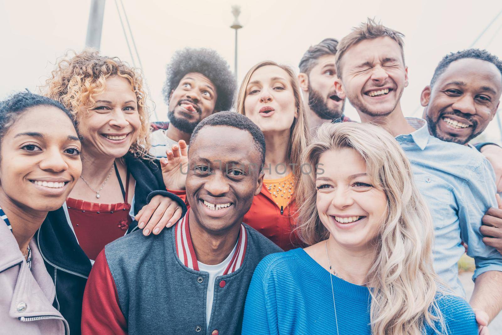 Group of diversity people looking into camera