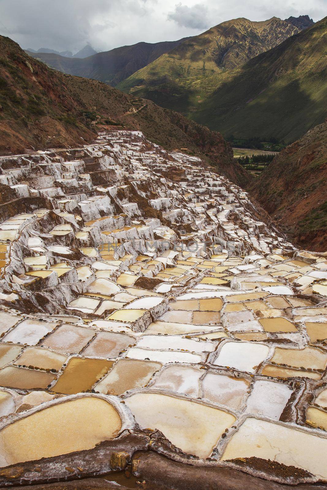 Salina de Maras, the traditional inca salt field in Maras near Cuzco in Sacred Valley, Peru
