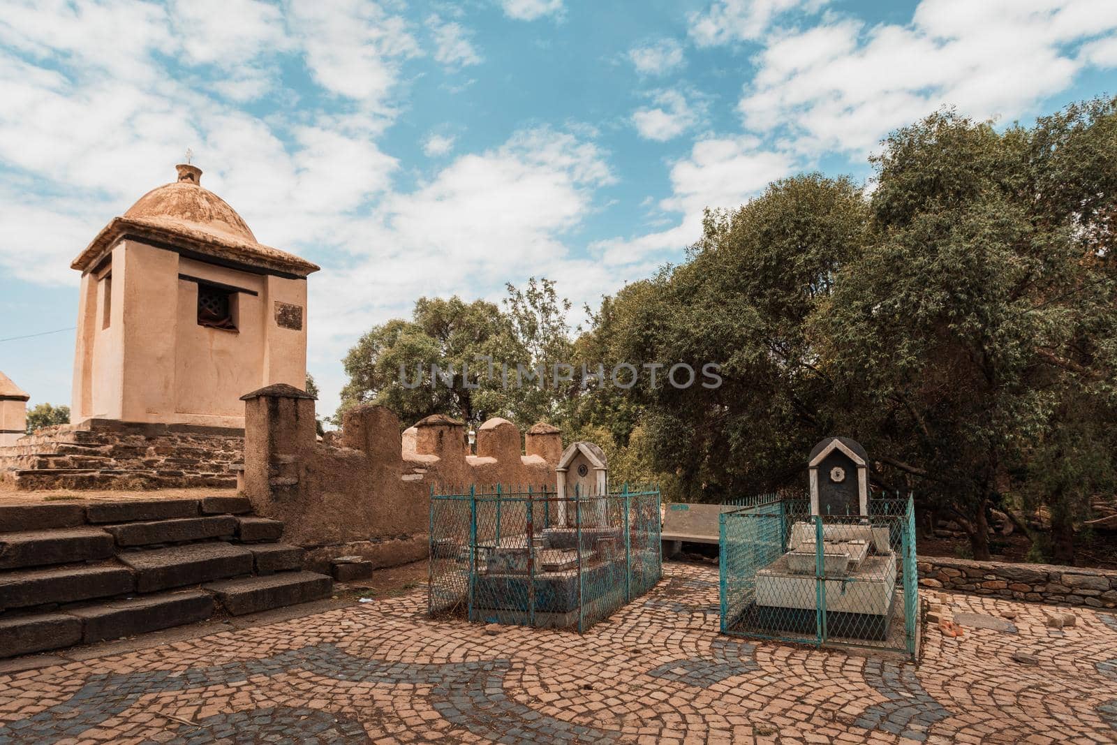 two tombs in Church of Our Lady St. Mary of Zion, the most sacred place for all Orthodox Ethiopians in Axum, Ethiopia.