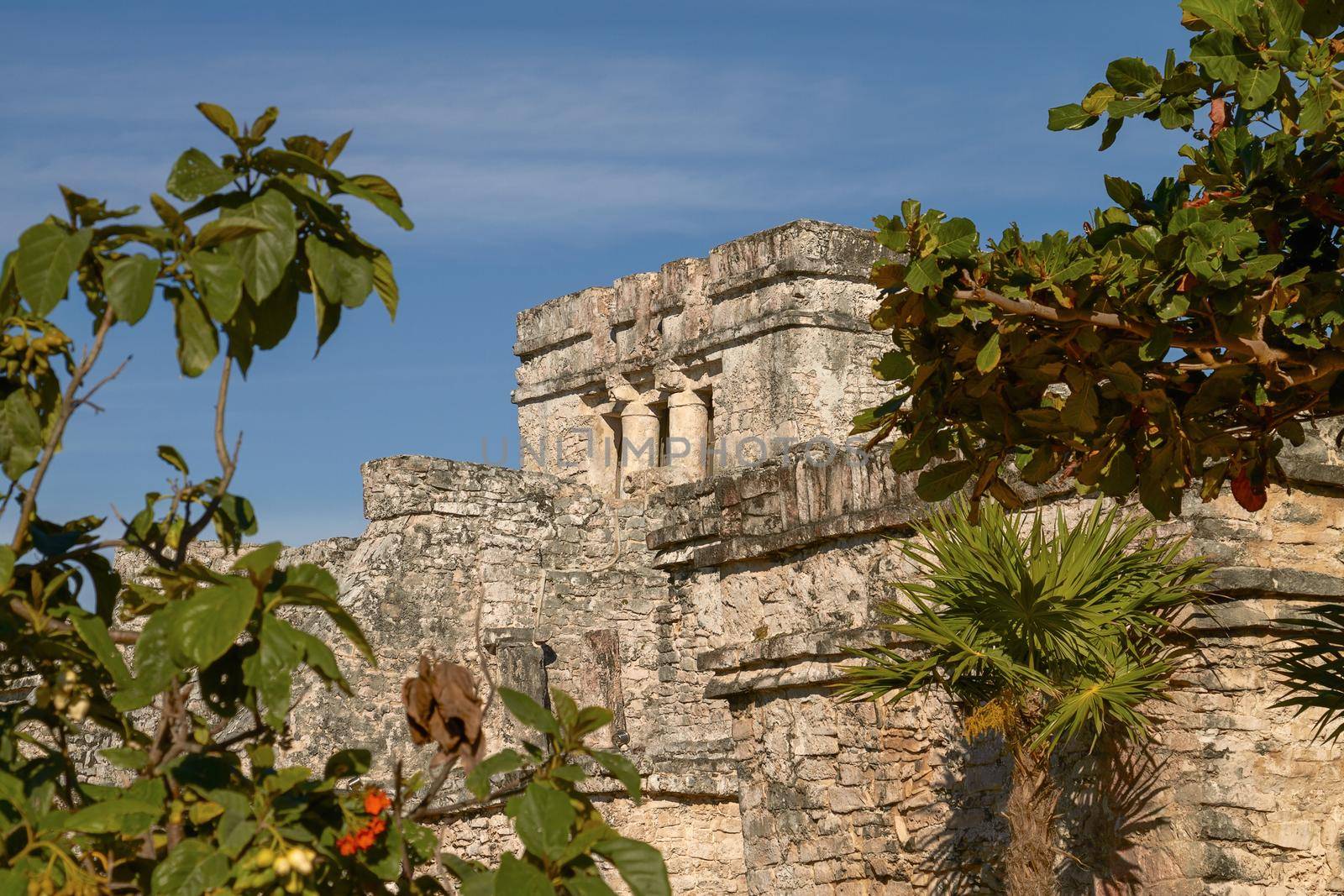 Mayan Ruins of Temple in Tulum Mexico.