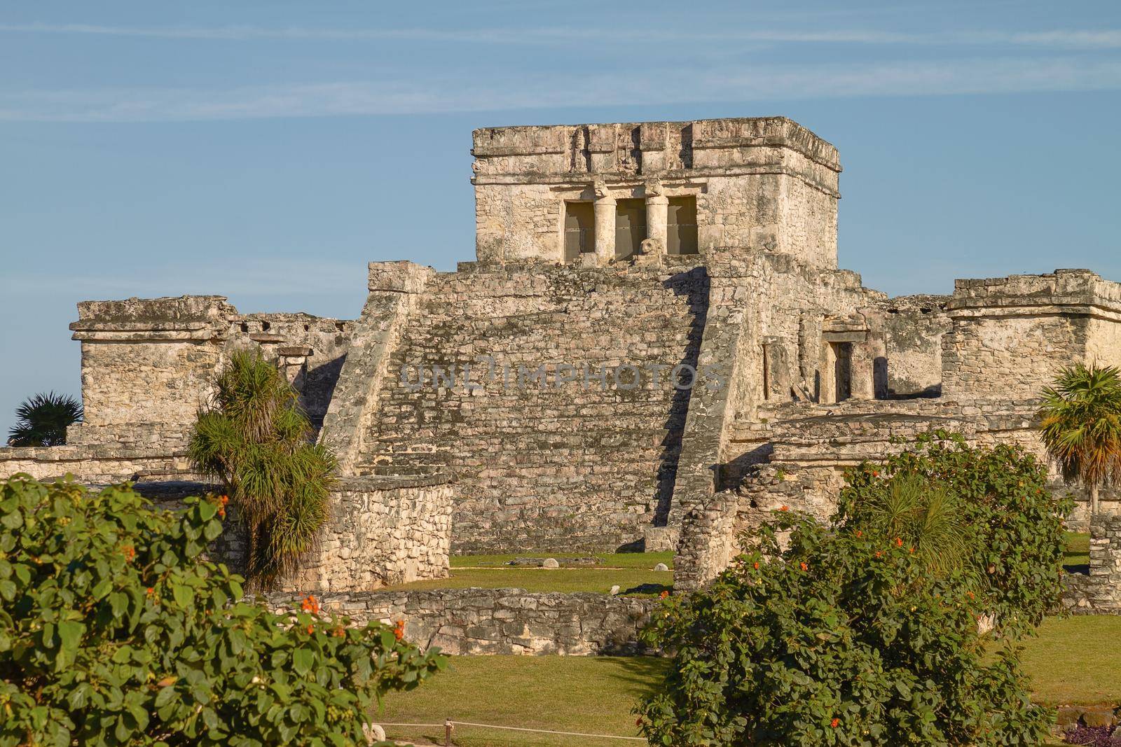 Mayan Ruins of Temple in Tulum Mexico.