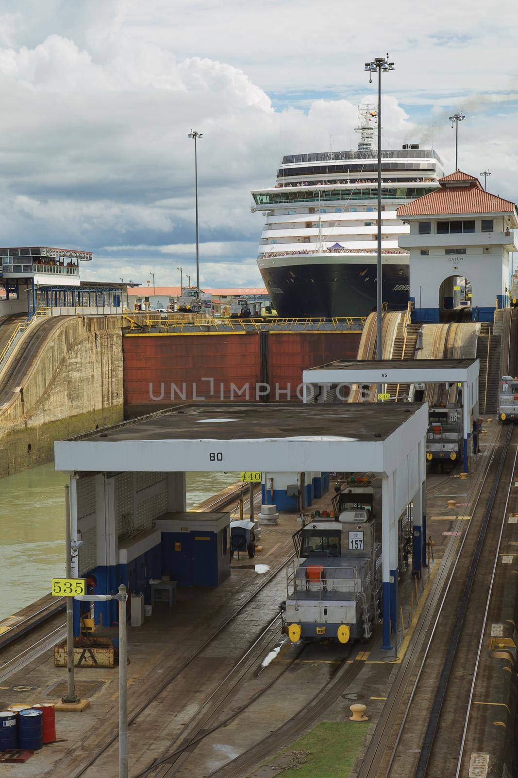 Cruise ship going through locks in Panama Canal by wondry