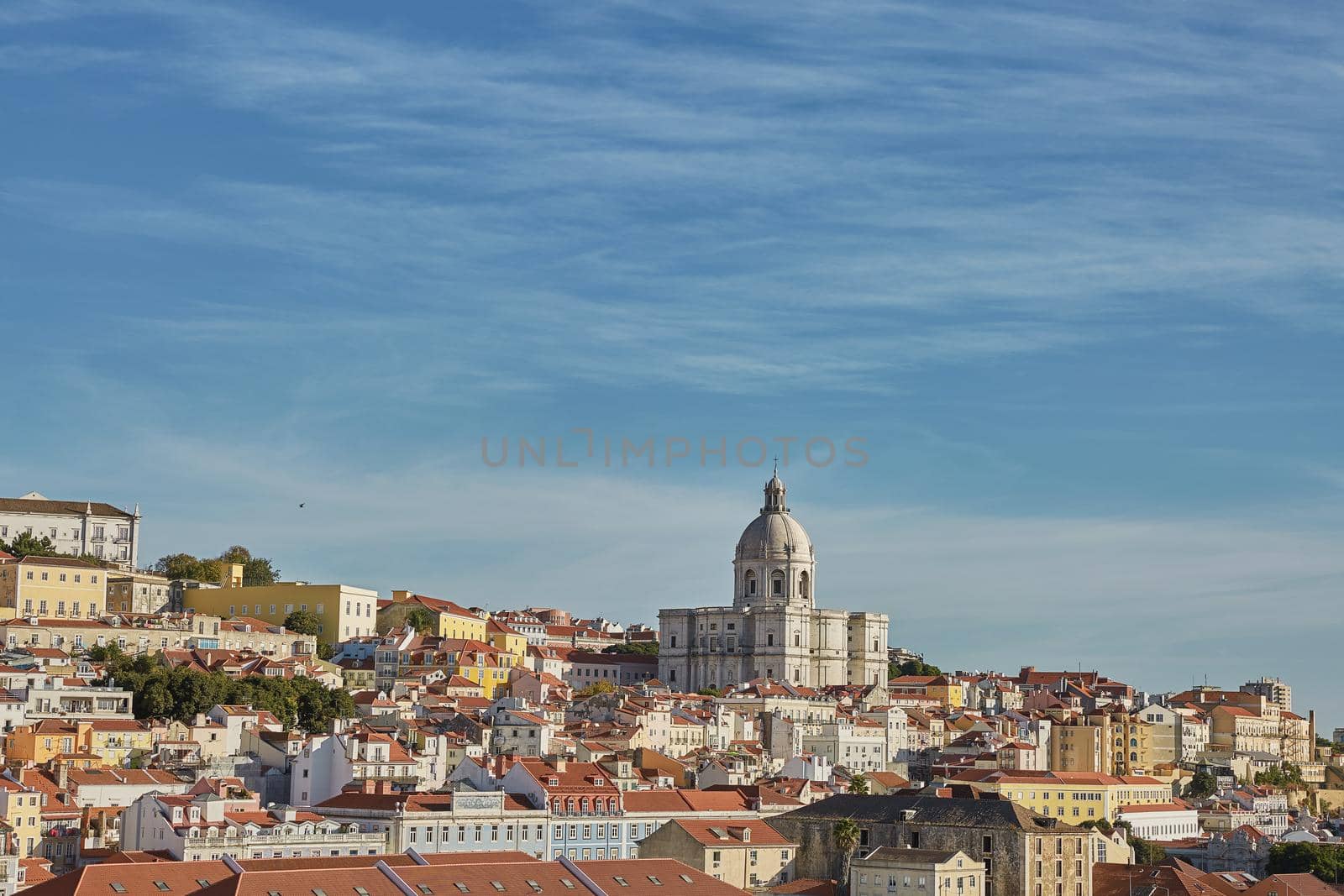 View of national pantheon and cityline of Alfama in Lisbon, Portugal
