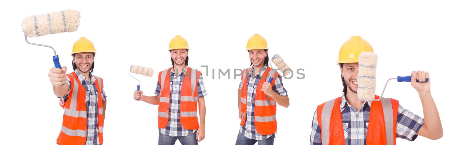 Funny painter isolated on white