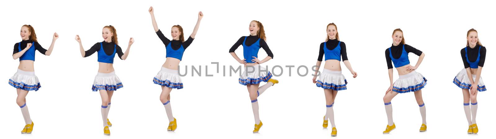 Cheerleader isolated on the white background