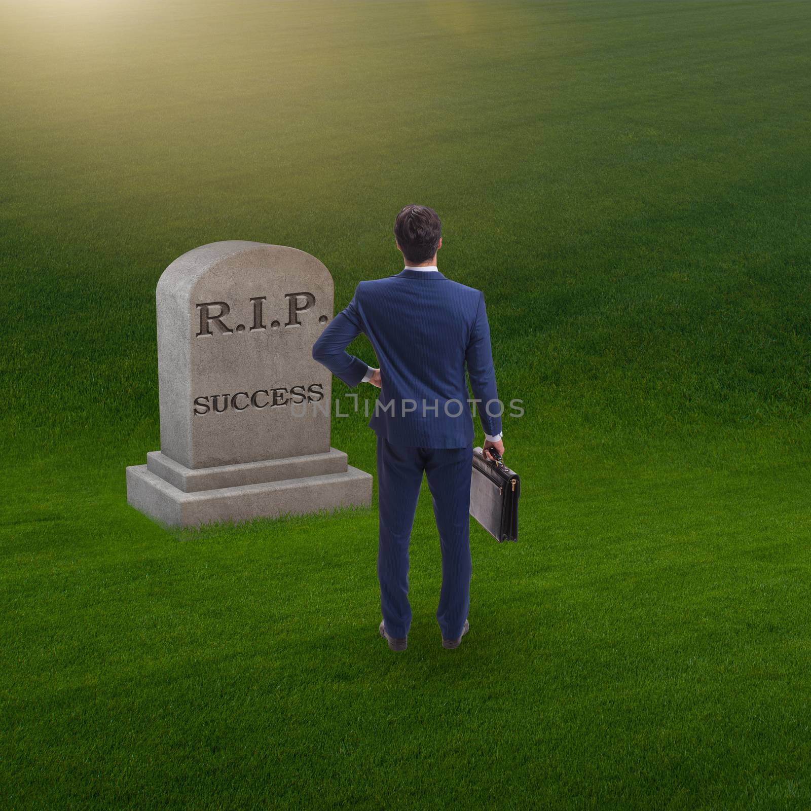 Businessman mourning the death of success by Elnur