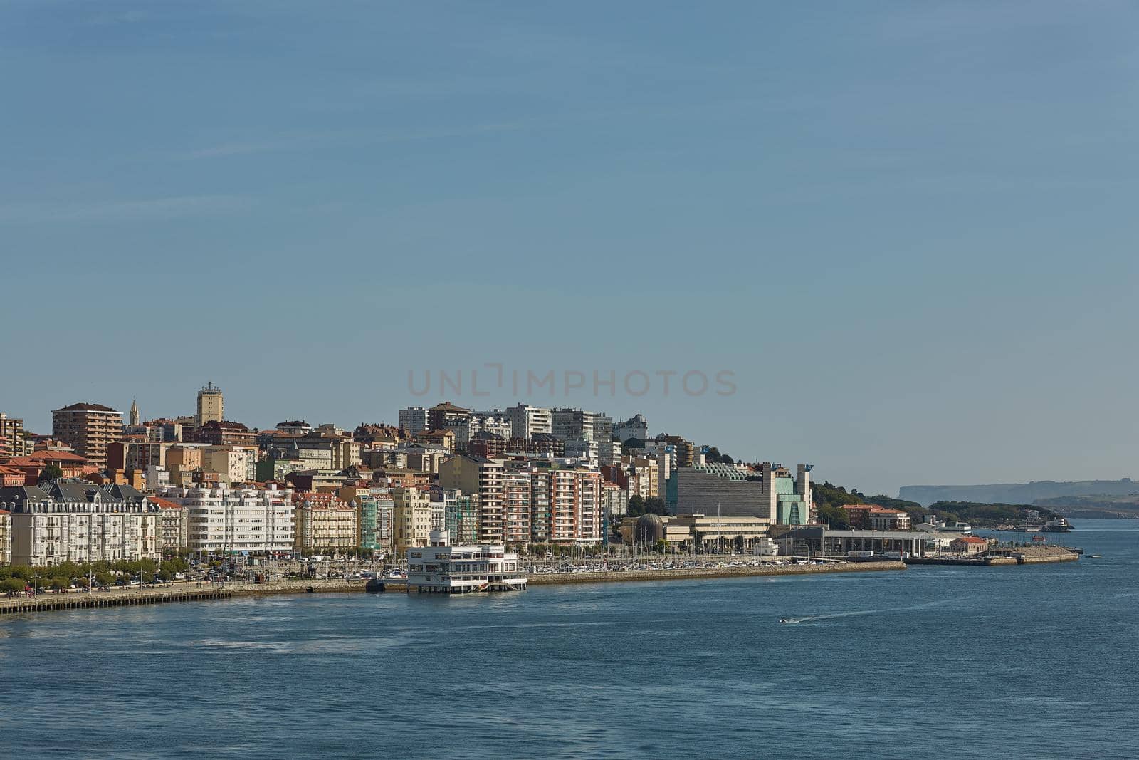 Coastal area and port of Santander in Spain.