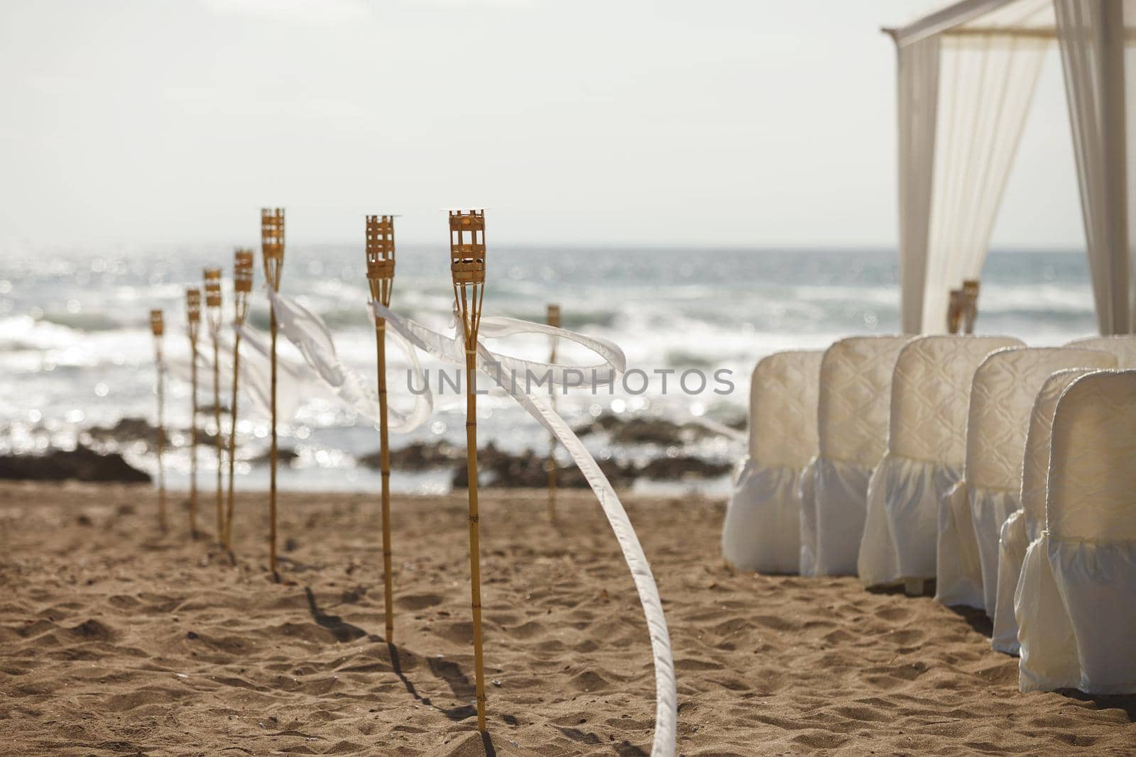 DIY Beach Wedding Ceremony at sunset