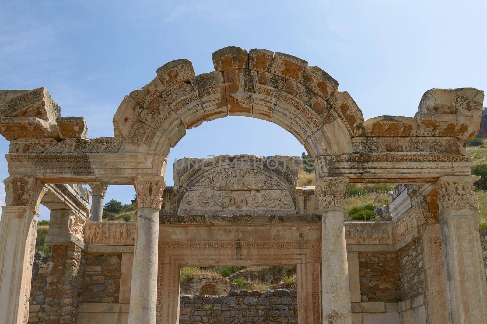 The Temple of Hadrian in Ancient City of Ephesus in Turkey. Ephesus Contains  Large Collection of Roman Ruins.