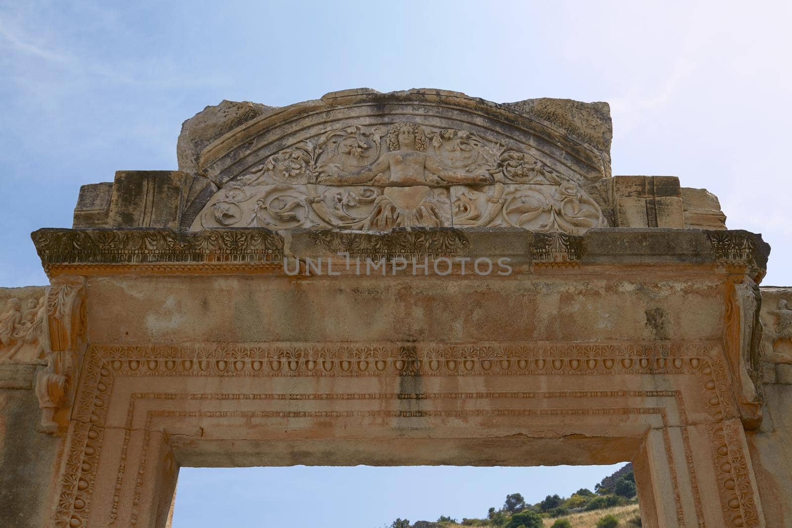 The Temple of Hadrian in Ancient City of Ephesus in Turkey. Ephesus Contains  Large Collection of Roman Ruins.