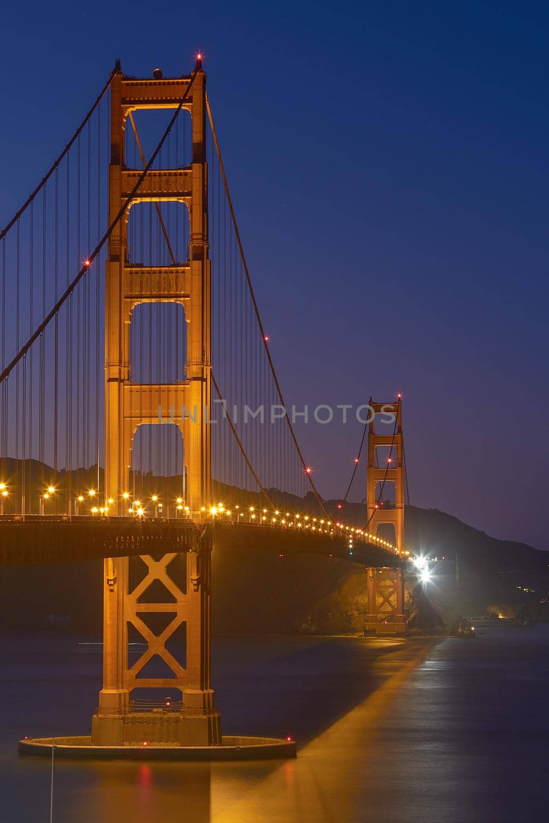Golden Gate Bridge at Night in San Francisco, California, United States.