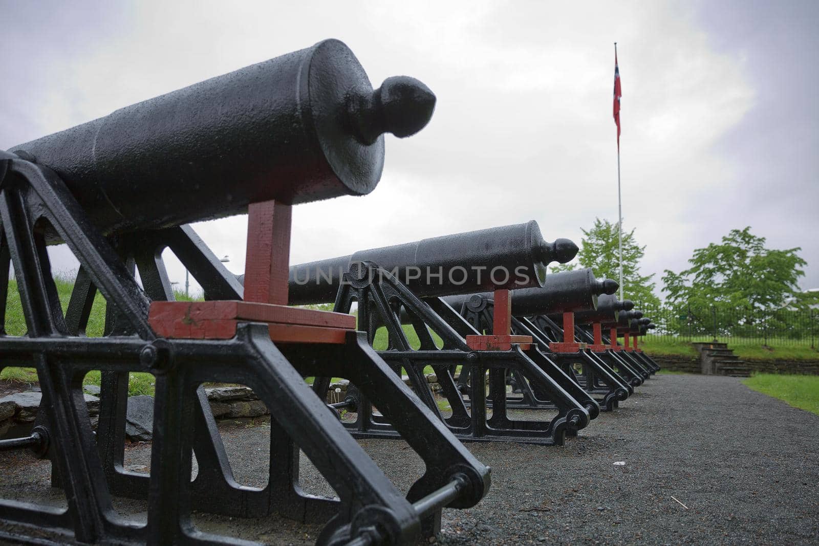 City defense canons placed at the castle in Bergen, Norway.