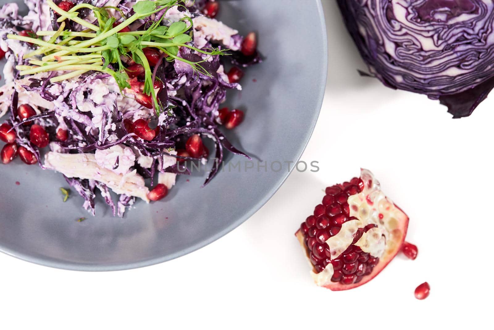  Modern and tasty salad with fresh purple cabbage at home. by SerhiiBobyk