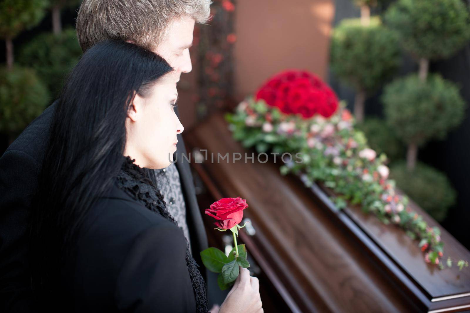 People at Funeral with coffin by Kzenon