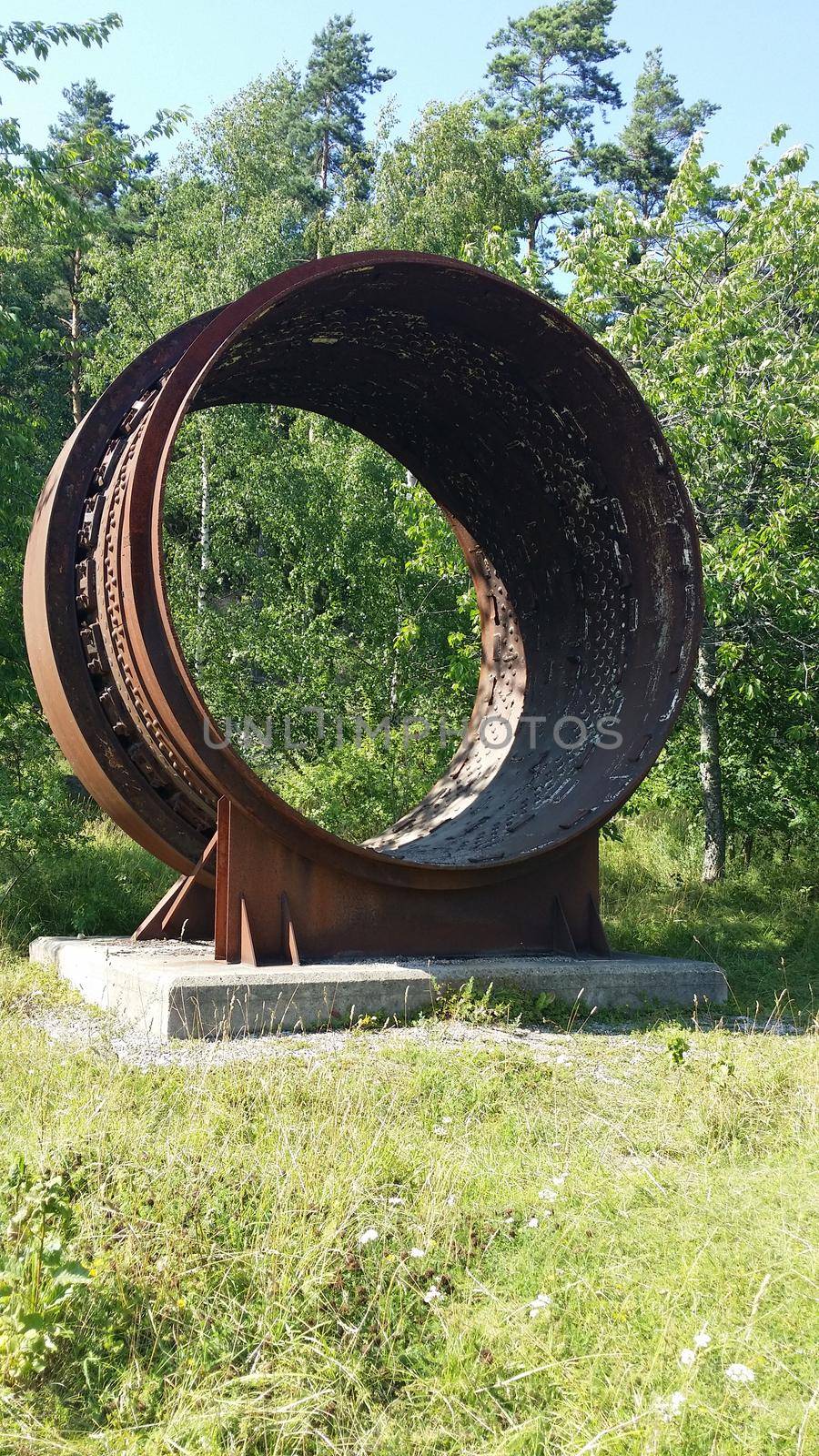 huge iron circle near an old factory on the outskirts of stockholm