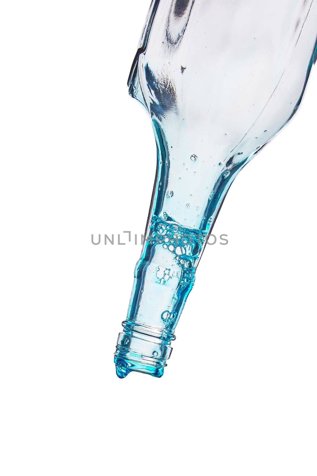  One glass bottle clear empty on white background