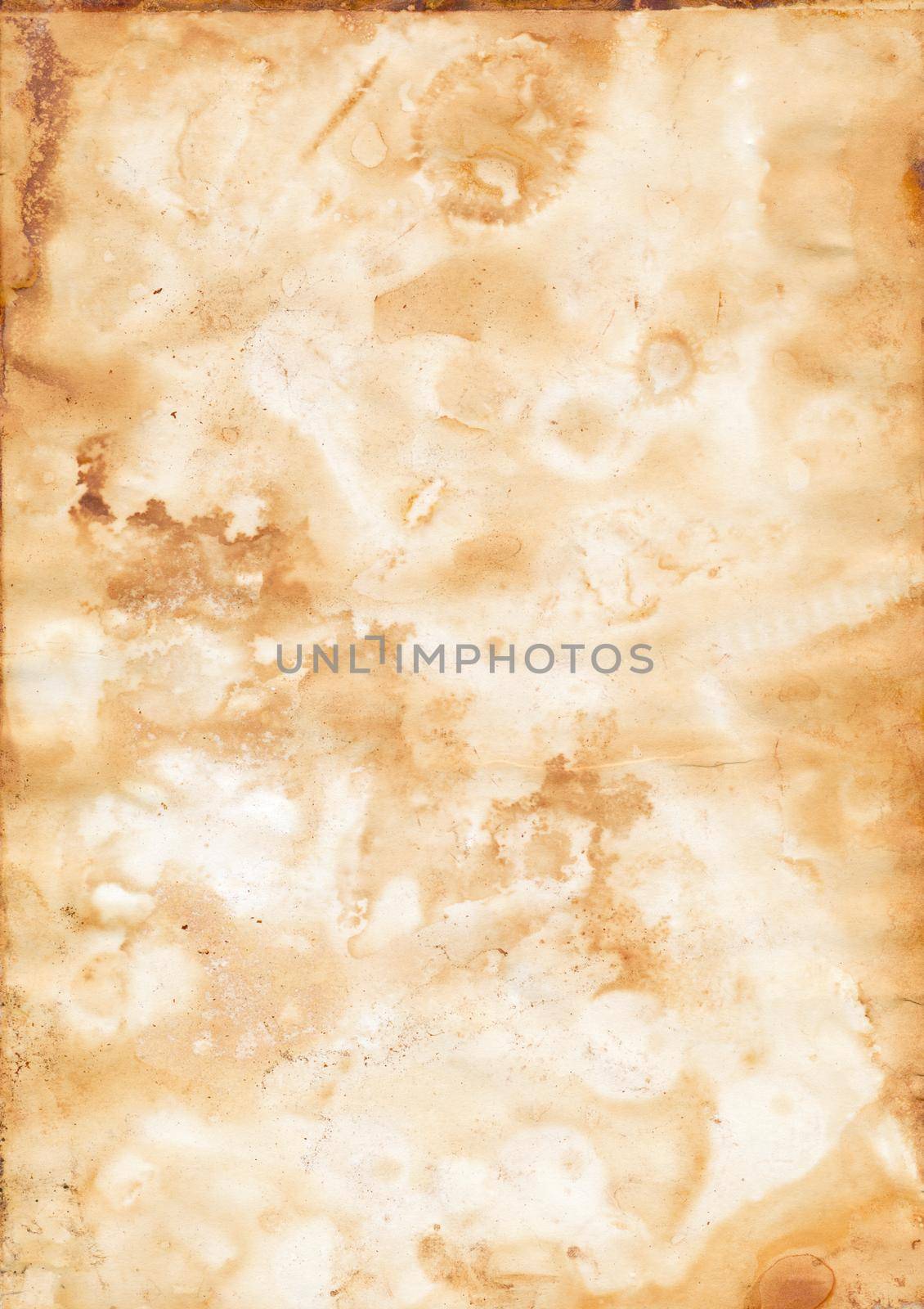 Dirty sheet of paper covered with rust and dust faded with age by Mibuch