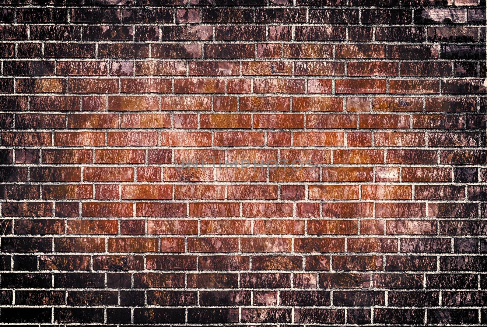 Aged and weathered old brick wall texture in a retro vintage design  by MP_foto71