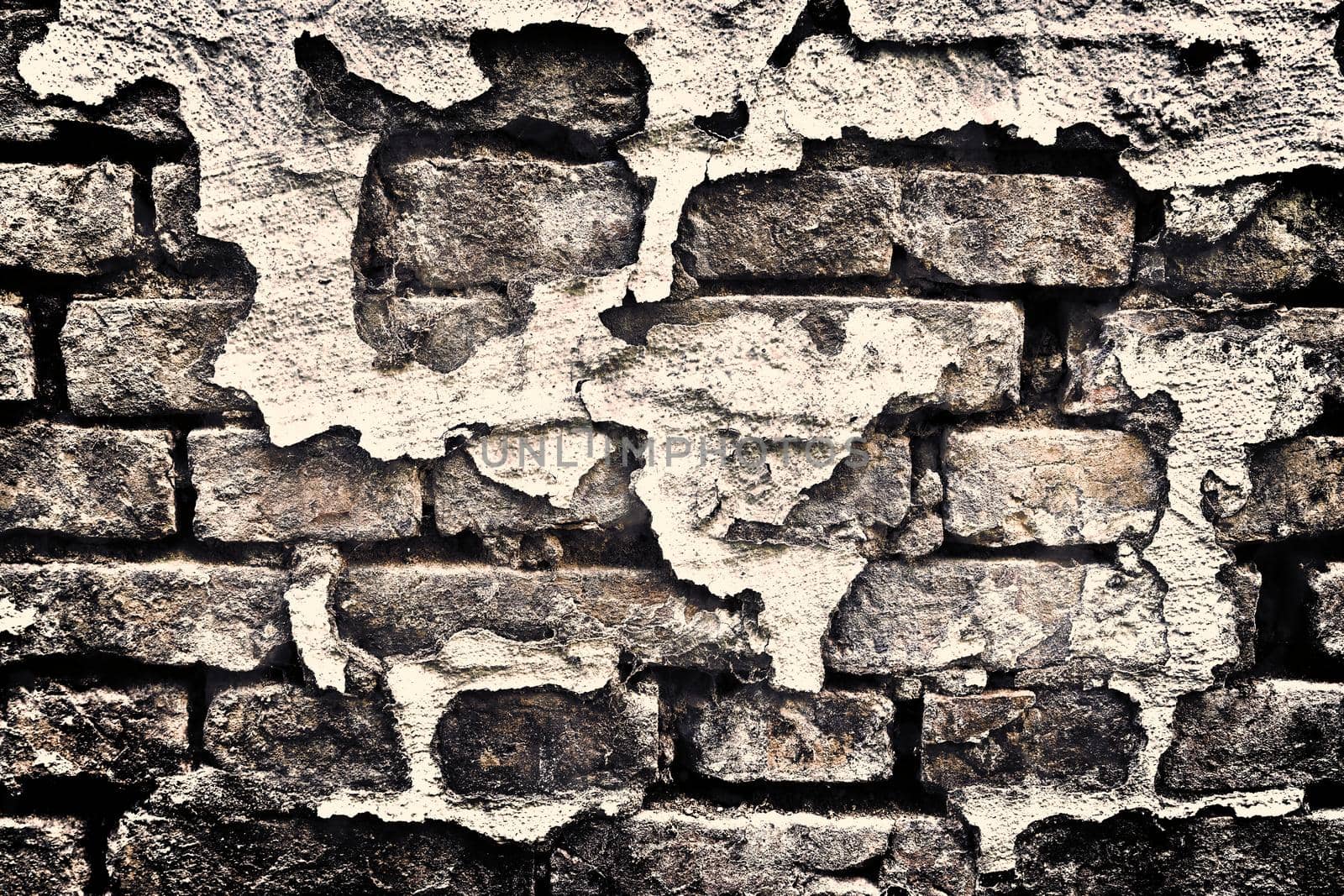 Aged and weathered old brick wall texture in a vintage retro design 