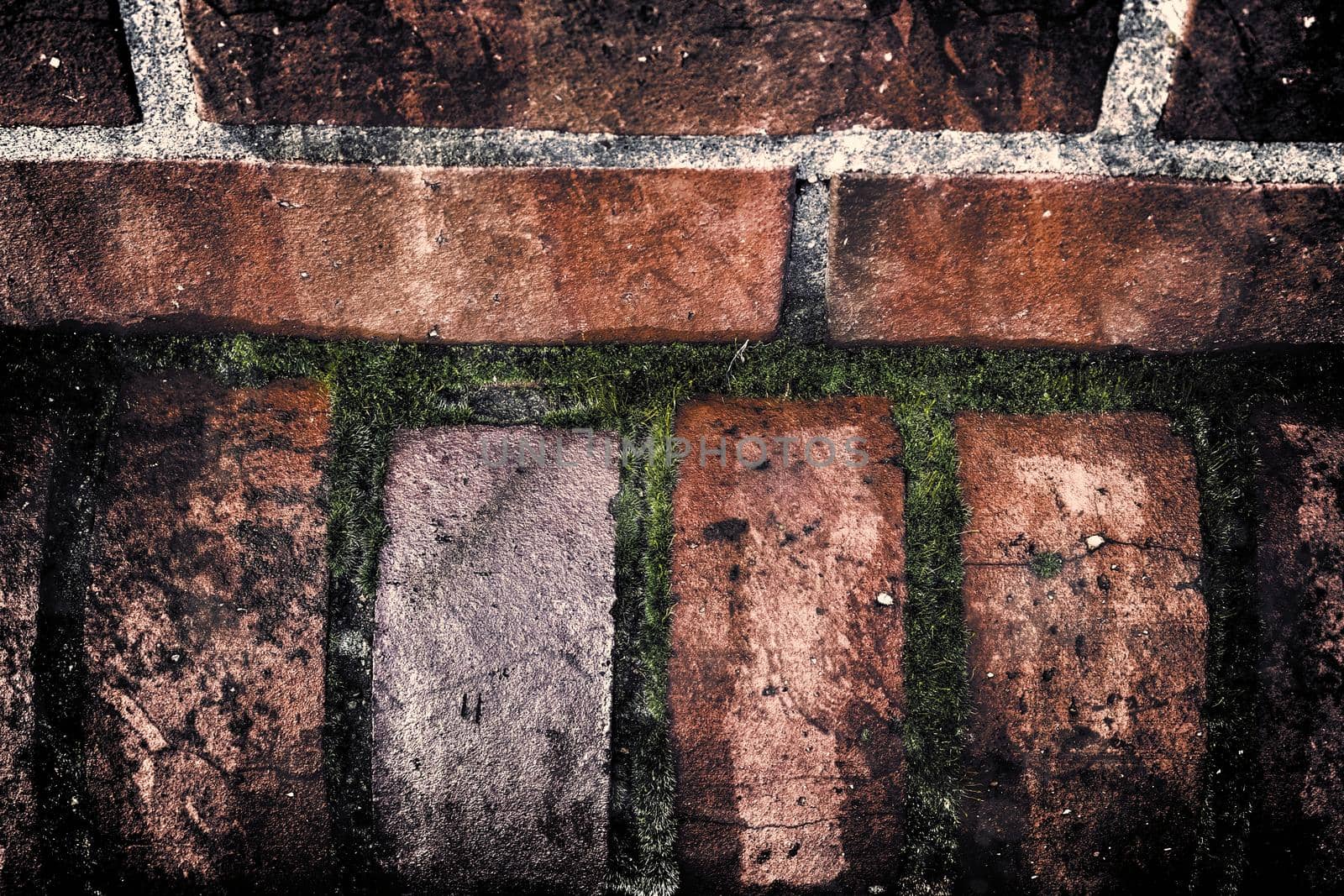 Aged and weathered old brick wall texture in a vintage retro design 