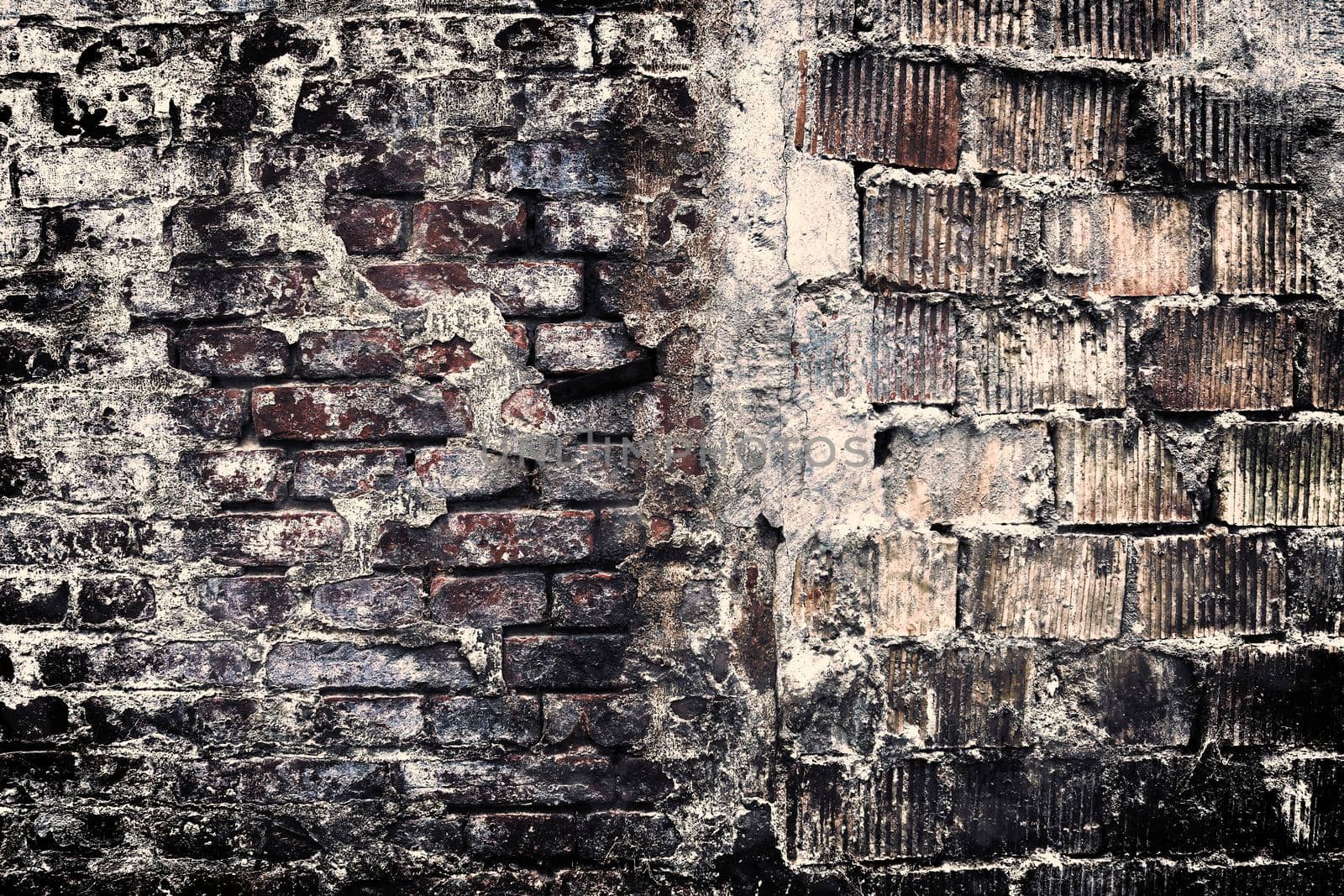 Aged and weathered old brick wall texture in a vintage retro design 