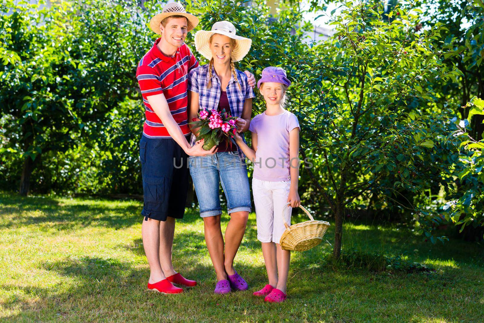 Family in garden