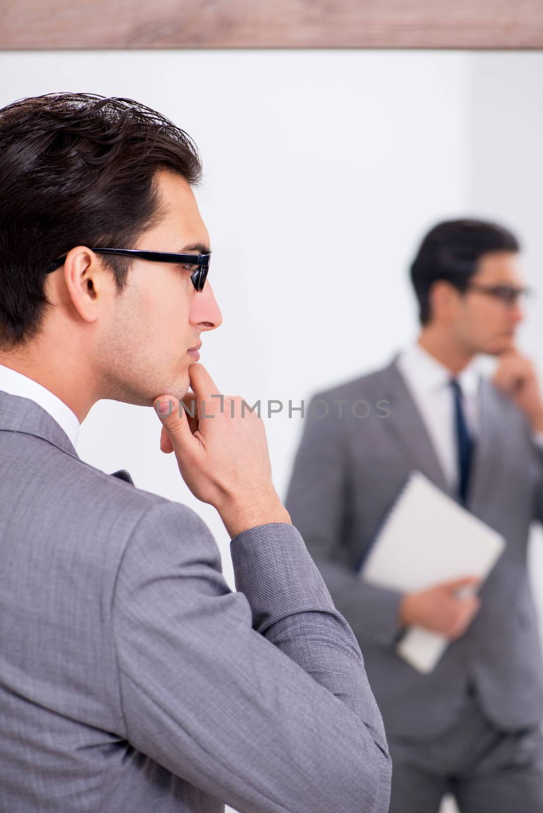 Politician planning speach in front of mirror