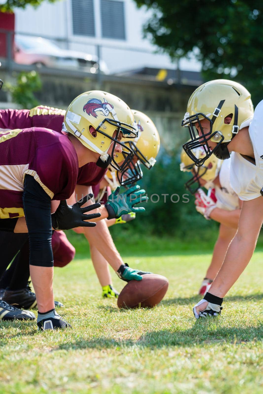 American football game - attack in progress