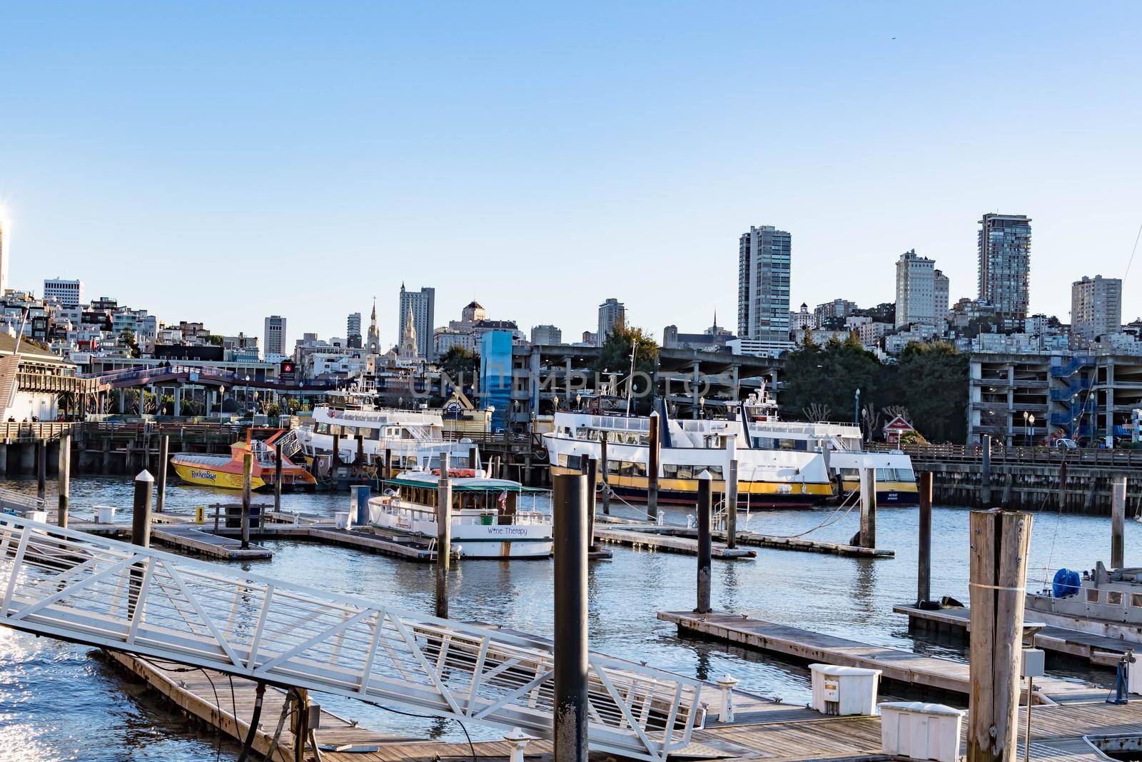 Boats and Yachts at the Pier 39 The Embarcadero San Francisco California, USA, March 31, 2020