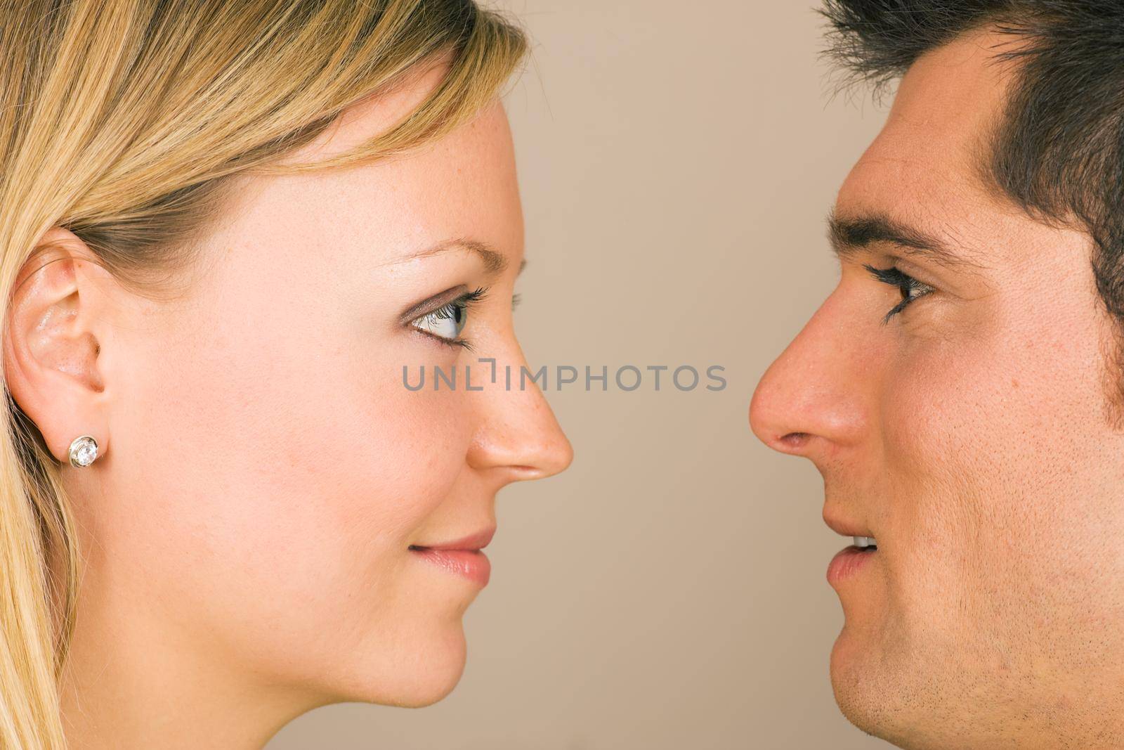 Couple facing each other