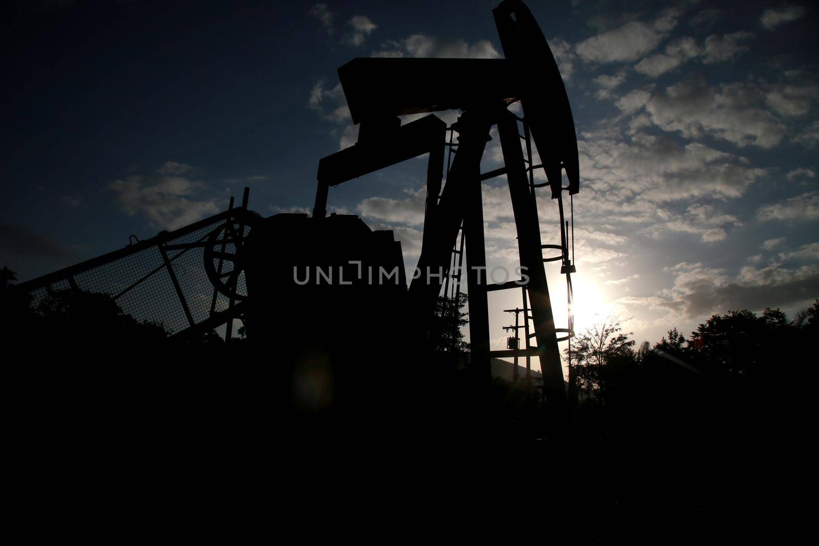 mata de sao joao, bahia / brazil - novembro 8, 2020: oil exploration machine is seen in Petrobras' field of action in the city of Mata de Sao Joao.
