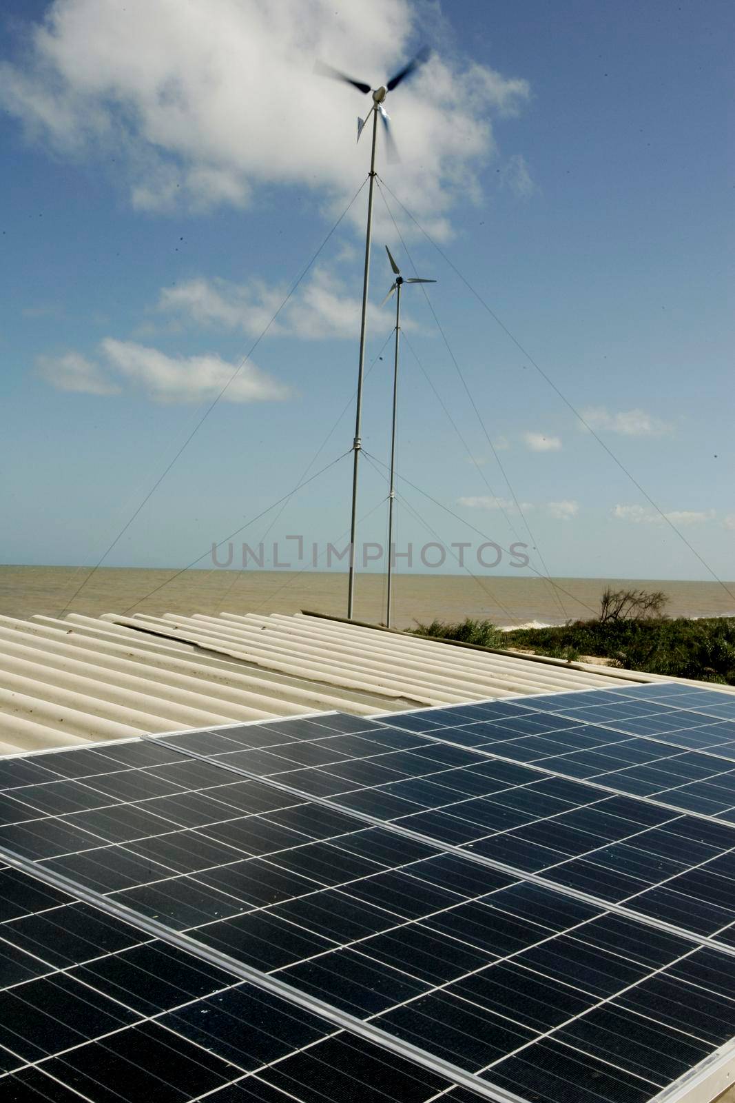 nova vicosa, bahia / brazil - september 8, 2009: solar energy generation plates are seen in a residence in the rural area of the city of Nova Vicosa, in southern Bahia.