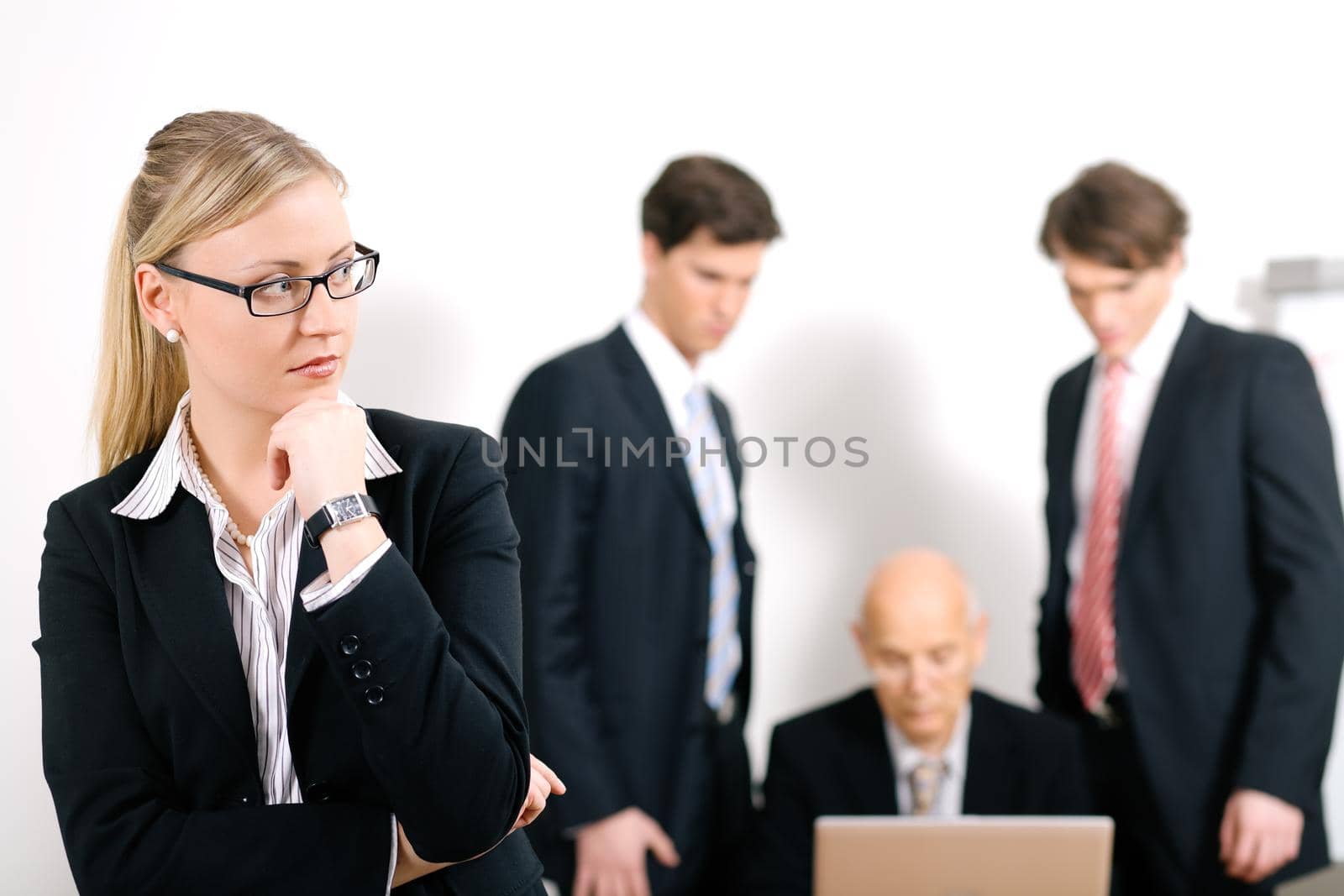 Businesswoman being excluded