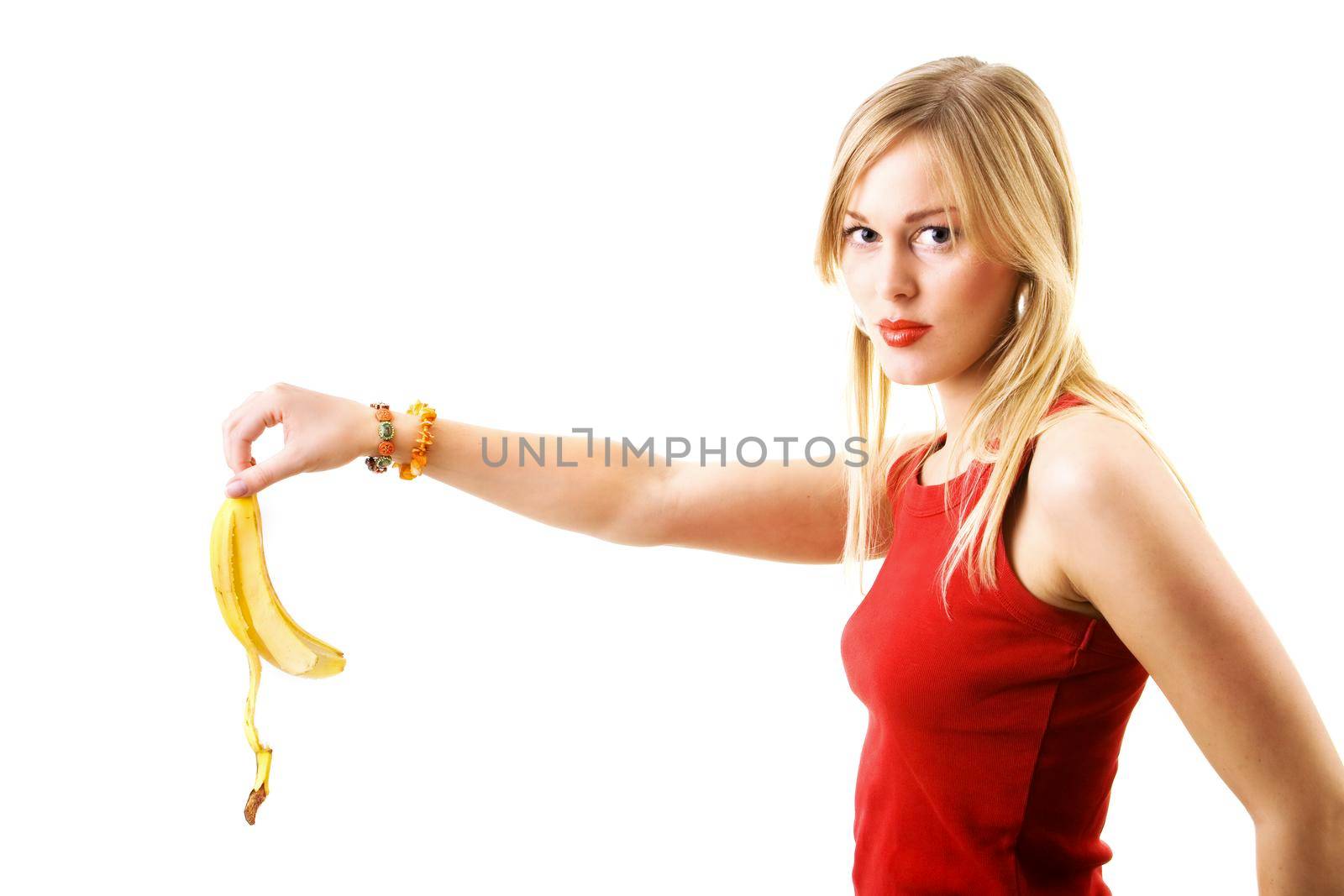girl drops banana peel by Kzenon