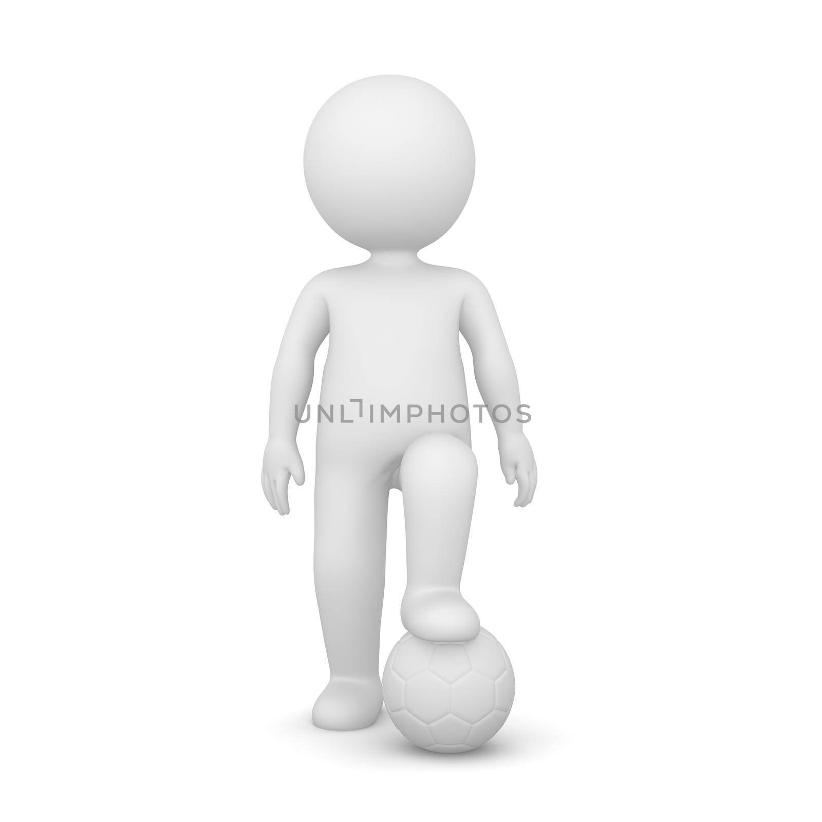 3D Rendering of a man with one foot on a ball by Kzenon