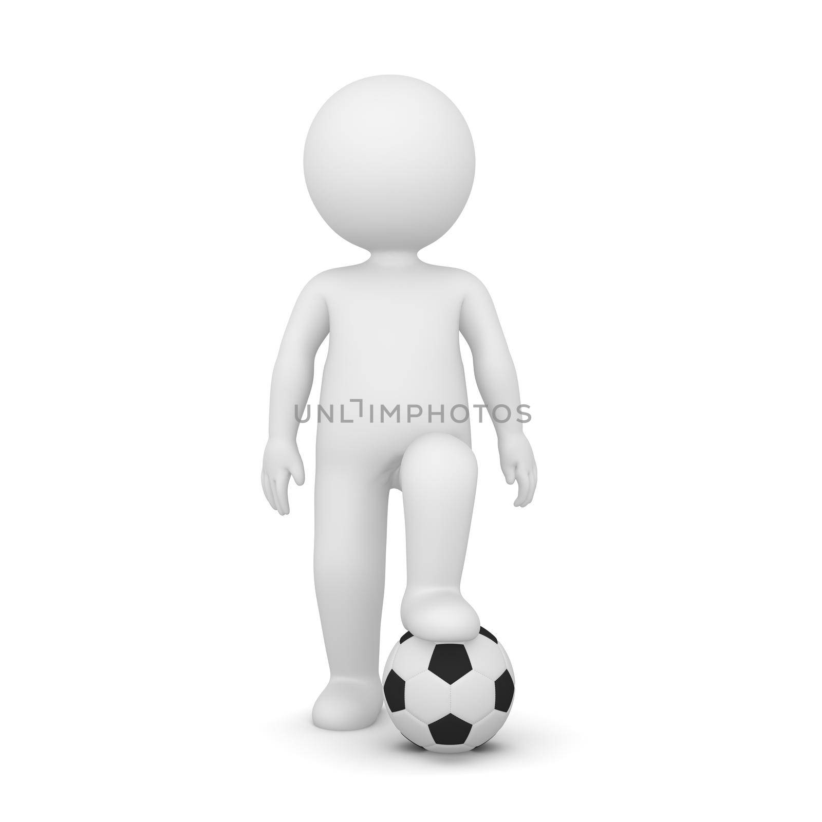 3D Rendering of a man with one foot on a soccer ball by Kzenon