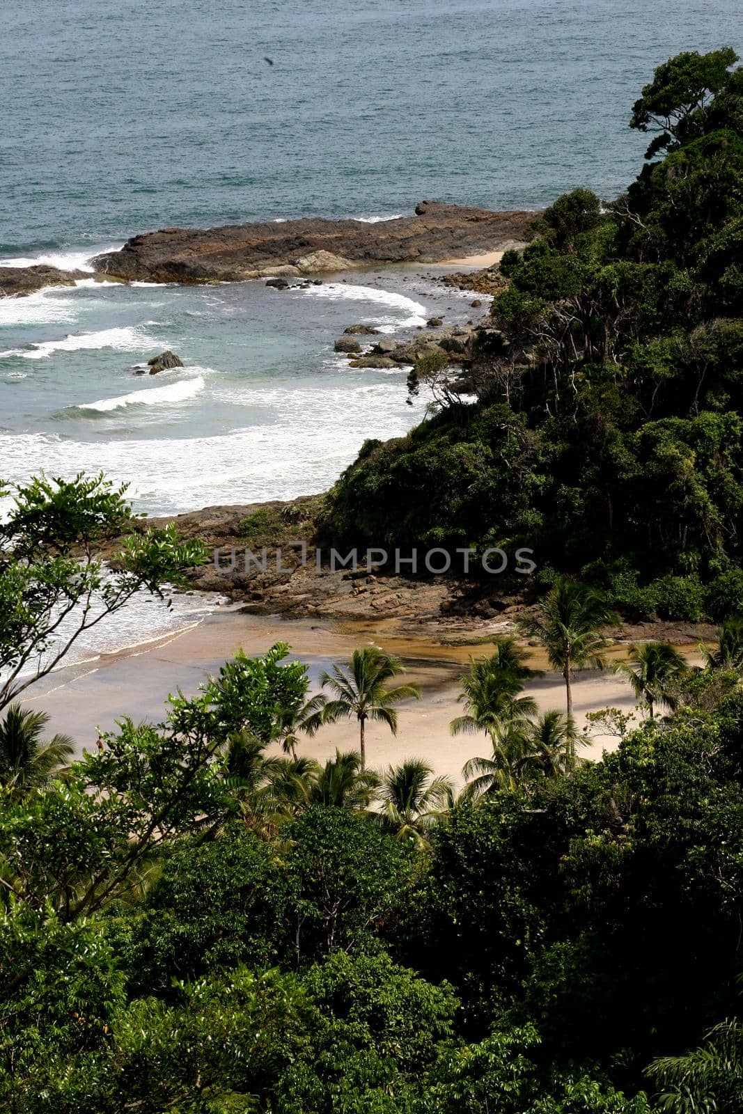 itacare, bahia / brazil - january 12, 2012: View of the Havaizinho Beach in Itacare. The place is between the sea and the Atlantic Forest, in southern Bahia.